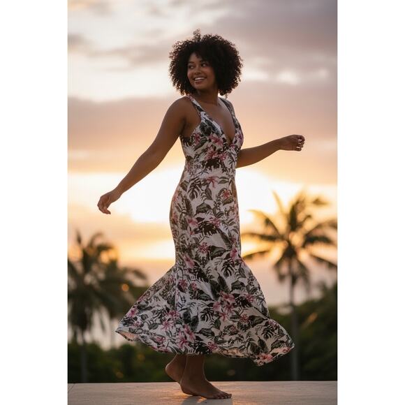 Sim & Sam Dresses & Skirts - NWT! "Sim & Sam" Dress SZ S White wW/Pink Floral Tie Back Wrap,Criss Cross Back